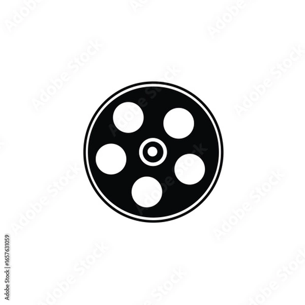 Fototapeta Black and white icon of a revolver cylinder