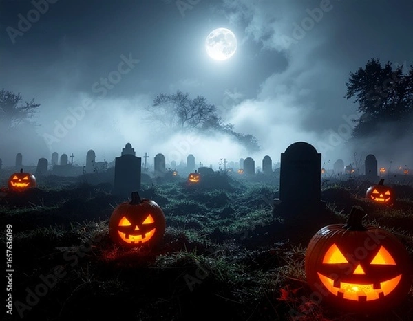 Obraz halloween background with pumpkins