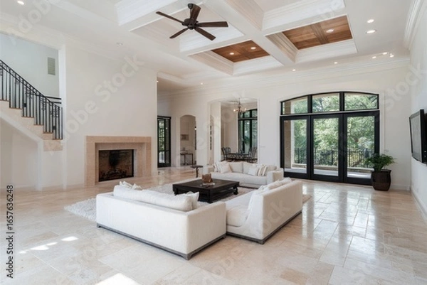 Obraz Luxurious living room featuring plush sofas and elegant décor.