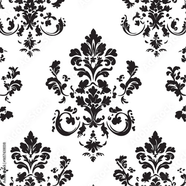 Obraz Elegant Black Damask Pattern with Classic Flair