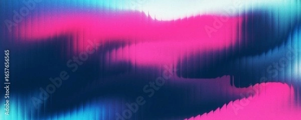 Fototapeta Abstract background of sparkling color waves with stripes effect in the dark. Wave-striped glass refraction.