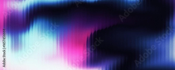 Fototapeta Abstract background of sparkling color waves with stripes effect in the dark. Wave-striped glass refraction.