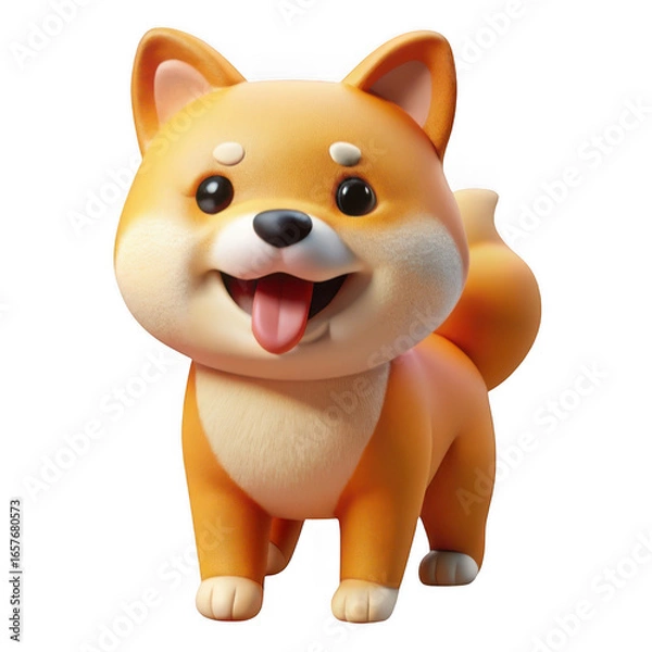 Obraz 3d adorable shiba inu dog toy isolated on transparent background