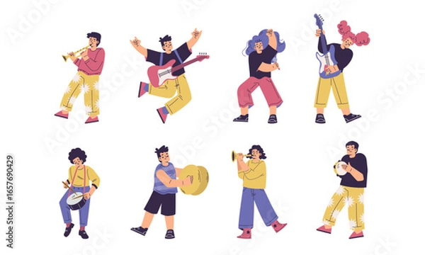 Fototapeta Illustrations of dynamic musicians are perfect for enhancing various creative projects with style