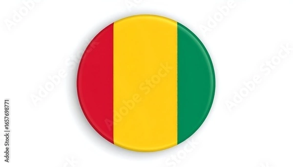 Fototapeta Guinean flag badge with vertical red-yellow-green stripes symbolizing independence and natural wealth
