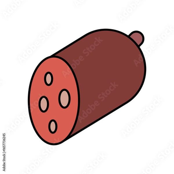 Fototapeta Salami Meat Lineal Color Icon: Food and Deli Meat