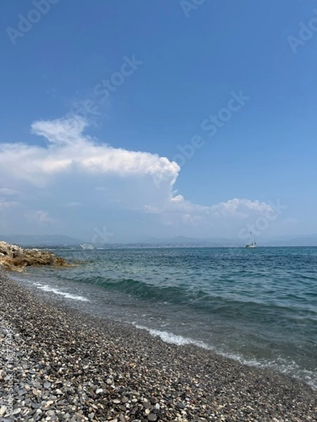 Fototapeta beach and sea in summer,France ,view of the Mediterranean sea