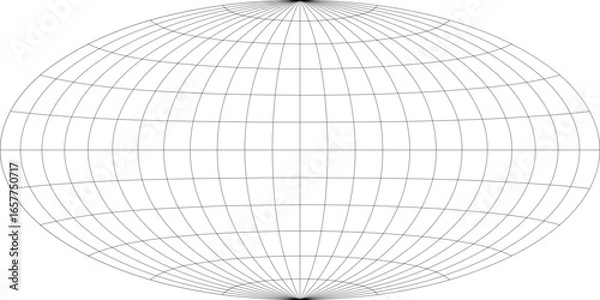 Fototapeta 15-Degree world map graticule (latitude-longitude) grid vector in Hammer projection