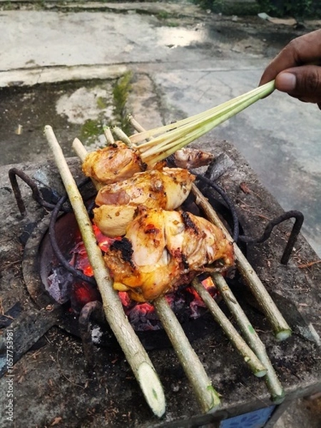 Obraz grilled chicken on the grill
