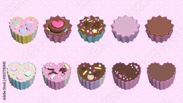 Fototapeta ぷっくり３Dな平成女児チョコセット⭐︎