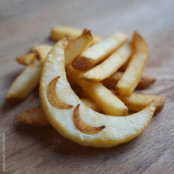 Obraz Golden Crescent Moon Fry with a Whimsical Toasted Smile.