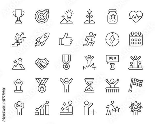 Fototapeta Collection of icons representing success achievement and growth