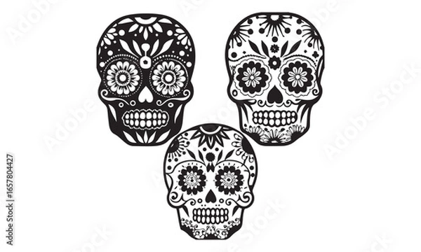 Fototapeta Day of the Dead Celebration Colorful Sugar Skulls and Mexican Traditions