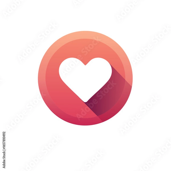 Fototapeta White Heart in a Gradient Circle with Shadow: Love, Romance, Valentine's Day Graphic