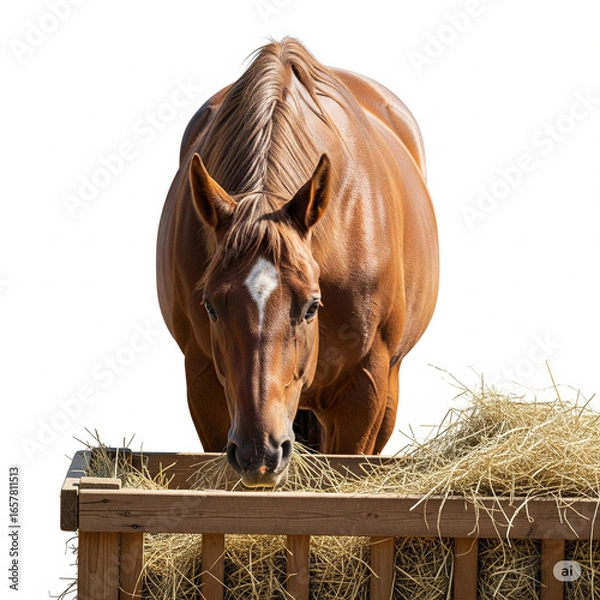 Obraz the horse eats from the trough