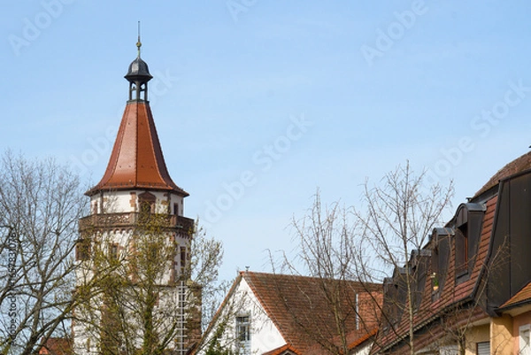 Fototapeta Panoramic view of the Kinzig Tower in Gengenbach