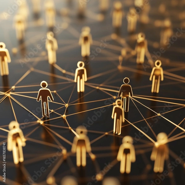 Fototapeta A Complex Network of Connections That Represents Social Interaction and Engagement Dynamics