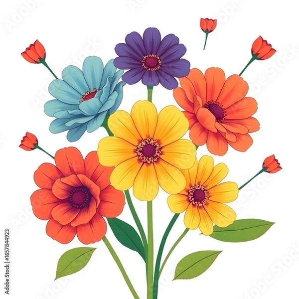 Fototapeta red flowers on white background