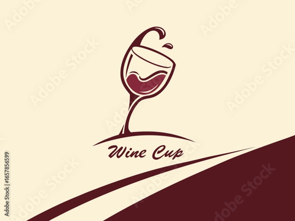 Fototapeta Elegant Black and White Wine Glass with Grapes and Vines , A stylized, black and white graphic of a wine glass surrounded by grape vines and swirls. 