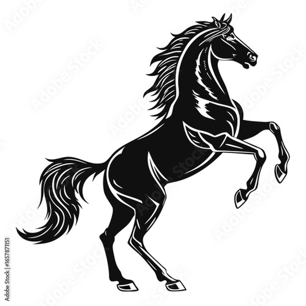 Obraz Isolated Black Silhouette of Horse on White Background Animal Vector Illustration