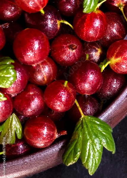 Obraz Red Gooseberries  on slate