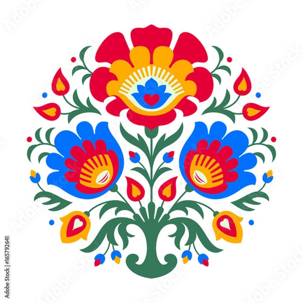 Obraz round folk flowers decor