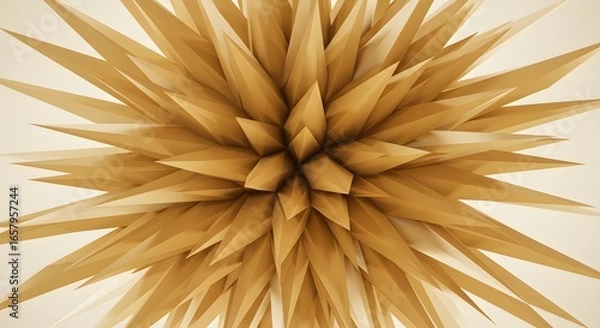 Obraz Abstract Golden Geometric Starburst with Sharp Edges and Soft Lighting.