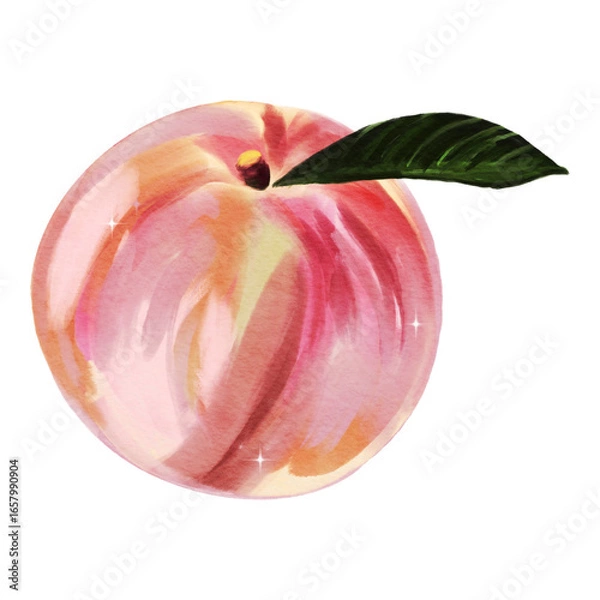 Obraz Peach Fruit Dessert Delicious Design Vector Illustration