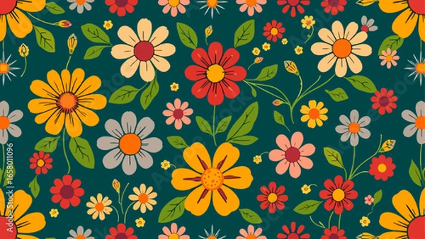 Fototapeta seamless pattern with flowers