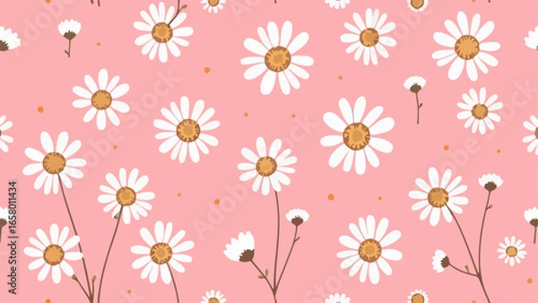 Fototapeta Seamless pattern with flowers, Floral Kaleidoscope: seamless pattern featuring a scattering of delicate wildflowers