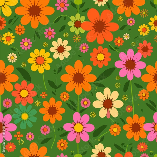 Fototapeta Seamless pattern with flowers