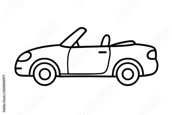 Fototapeta Simple outline of a convertible car. Vector cartoon illustration of a cabriolet. Minimalist line art drawing of a sports car. Automobile transport vehicle icon symbol design.