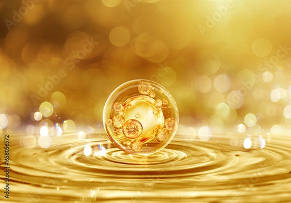Fototapeta gold bubble and molecule