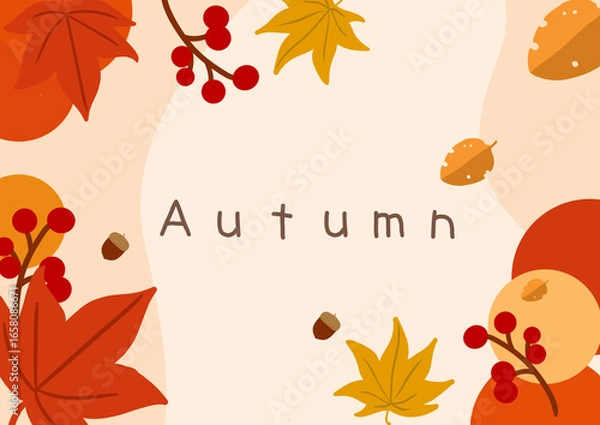 Fototapeta シンプルな秋背景イラスト