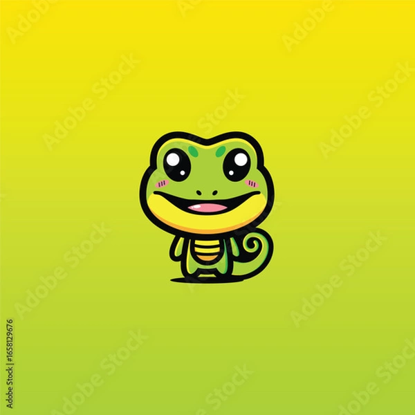 Fototapeta cute smiling chibi lizard mascot