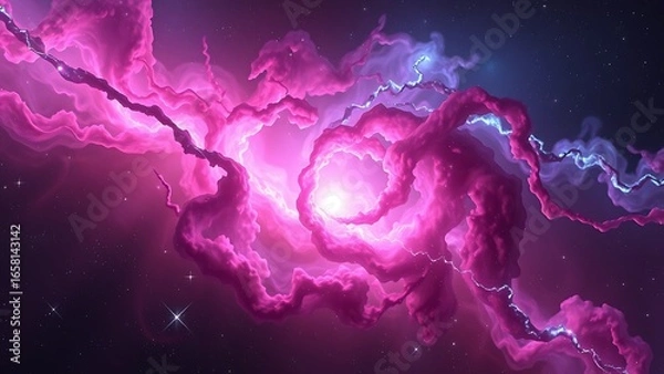 Fototapeta Abstract Pink Nebula Illustration Cosmic Space Art For Backgrounds And Creative Projects