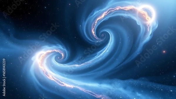 Fototapeta Spectacular Blue Nebula Swirling Space Galaxy For Science Fiction Cosmic Backgrounds Astronomy Presentations