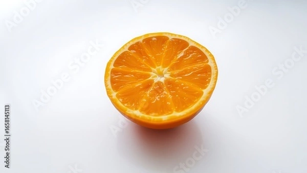 Obraz Bright Orange Citrus Slice - Vibrant Fruit Still Life on White Background for Healthy Eating Concepts and Vitamin C Promotion