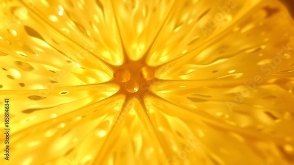 Obraz Radiant Citrus Slice - Abstract Fruit Close-up in Warm Golden Tones for Healthy Eating, Food Design, and Summer Refreshment Concepts, Displaying Juicy Texture