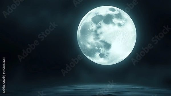 Fototapeta Ethereal Full Moon Over Silent Waters - Tranquil Lunarscape for Dreamy Backgrounds, Fantasy Art, and Spiritual Concepts