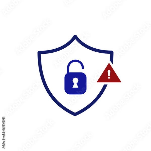 Fototapeta unlock icon warning representing security, privacy, access control, or data protection.