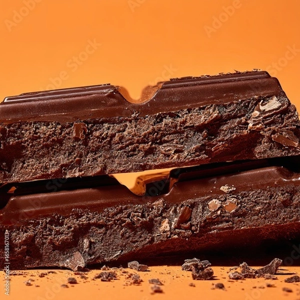 Fototapeta Macro shot of broken chocolate bar 2