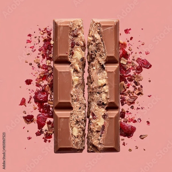 Fototapeta Macro shot of broken chocolate bar 3