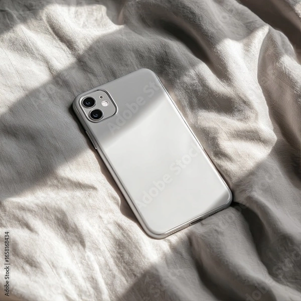 Fototapeta Macro shot of smartphone in white case