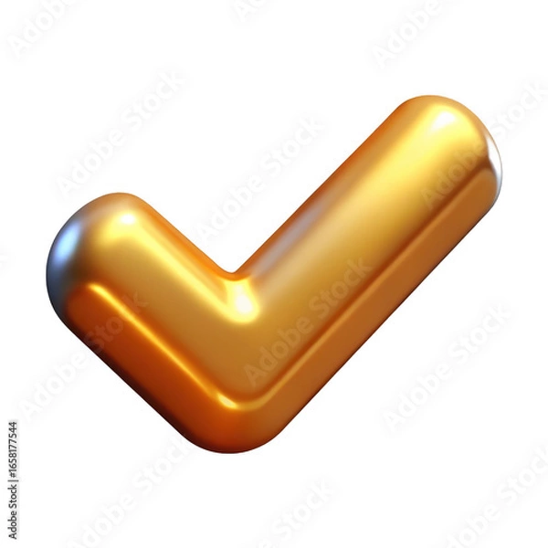 Fototapeta 3d golden check mark symbol