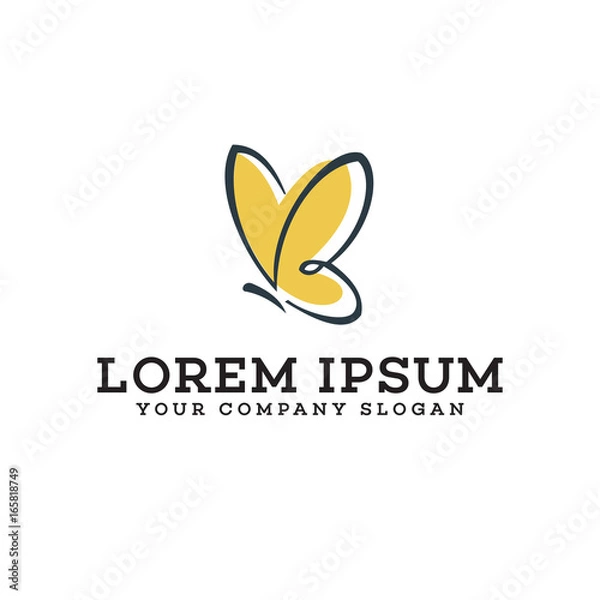 Obraz butterfly hand drawn logo, spa beauty logo design concept template