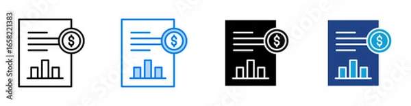 Obraz budget icon set multiple style collection