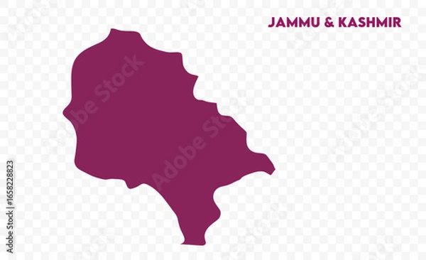Fototapeta Jammu and Kashmir map drawing, Indian states, suitable for education, business, presentations, print, web use, and creative geographic projects. Indian union territory.