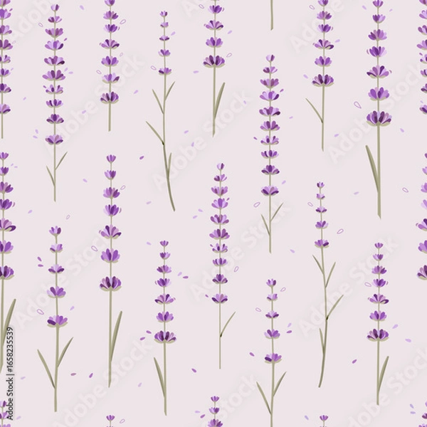 Obraz Lavender twigs. Minimalist seamless summer pattern