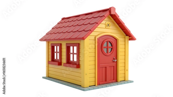 Fototapeta Small Plastic Playhouse with Pitched Roof – Isolated on Transparent Background, PNG, AI Generated